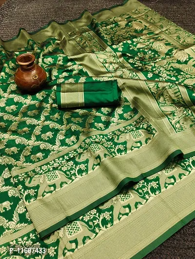 Green Daily Wear Woven Silk Blend Saree-thumb0