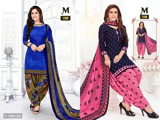 Beautiful Crepe Printed Dress Material with Dupatta Pack of 2