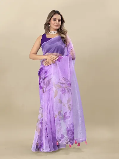 Digital Print Bollywood Organza Saree For Women