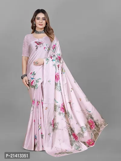 Stylish Crepe Multicoloured Digital Print Saree with Blouse piece