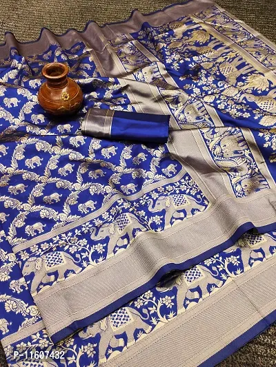 Blue Daily Wear Woven Silk Blend Saree