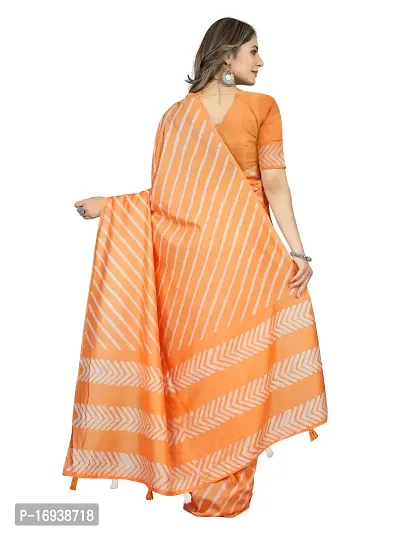 Stylish Chanderi Cotton Multicoloured Self Pattern Saree with Blouse piece-thumb2