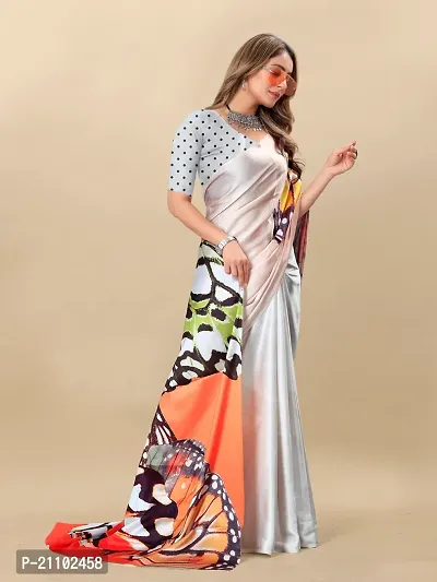 Digital Print, Printed Bollywood Silk Blend, Crepe Saree For Women