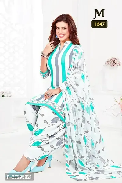 Beautiful Crepe Printed Dress Material with Dupatta-thumb0