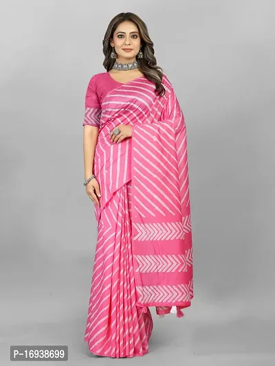 Stylish Chanderi Cotton Multicoloured Self Pattern Saree with Blouse piece-thumb0