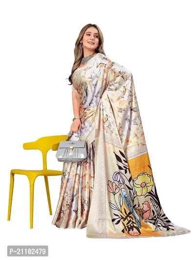 Digital Print, Printed Bollywood Silk Blend, Crepe Saree For Women