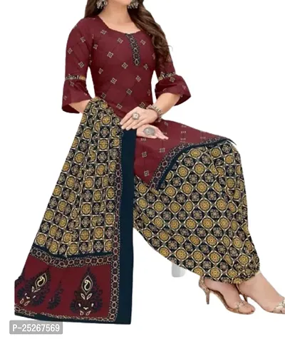 Beautiful Crepe Printed Dress Material with Dupatta-thumb0