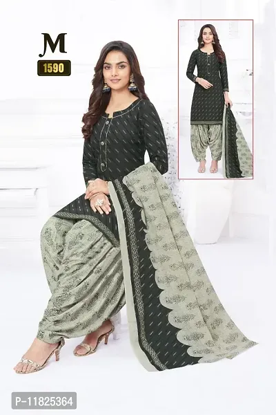 Beautiful Crepe Printed Dress Material with Dupatta-thumb0