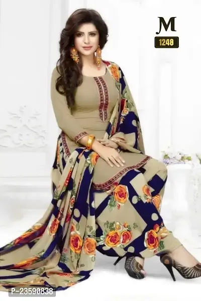 Beautiful Crepe Printed Dress Material with Dupatta-thumb0