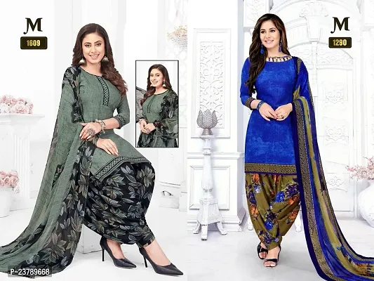 Beautiful Crepe Printed Dress Material with Dupatta Pack Of 2