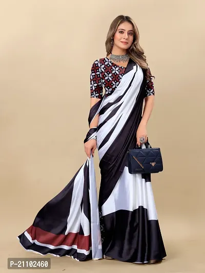 Digital Print, Printed Bollywood Silk Blend, Crepe Saree For Women-thumb3