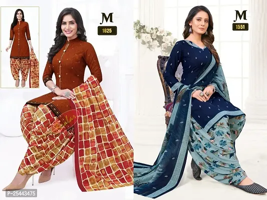 Beautiful Crepe Printed Dress Material with Dupatta Pack Of 2