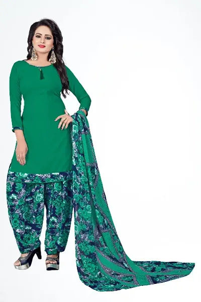Stylish Crepe Printed Dress Material With Dupatta For Women