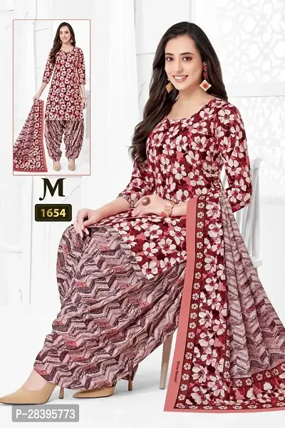 Beautiful Crepe Printed Dress Material with Dupatta-thumb0