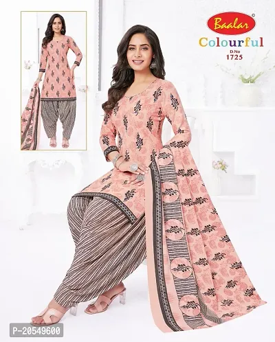 Unstitched Cotton Blend Salwar Suit Material Floral Print, Printed, Geometric Print-thumb0