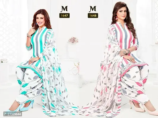 Beautiful Crepe Printed Dress Material with Dupatta Pack Of 2-thumb0