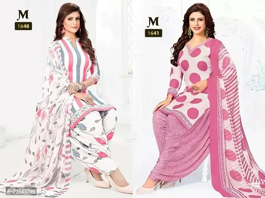 Beautiful Crepe Printed Dress Material with Dupatta Pack Of 2