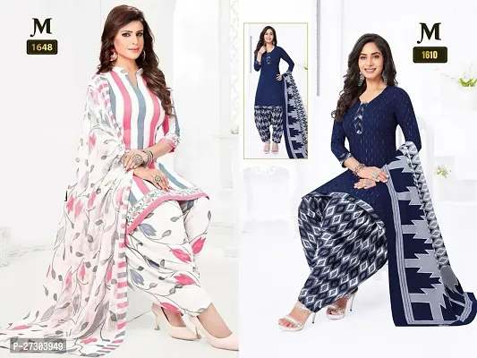 Beautiful Crepe Printed Dress Material with Dupatta Pack Of 2