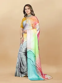 Stylish Crepe Multicoloured Digital Print Saree with Blouse piece-thumb2