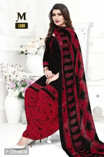 Beautiful Crepe Printed Dress Material with Dupatta