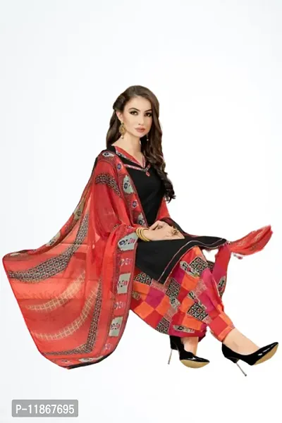 Beautiful Crepe Printed Dress Material with Dupatta