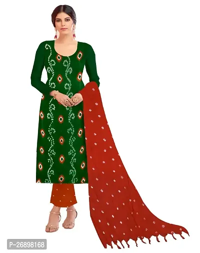 Bandhej/Bandhani Printed Rayon Salwar Suit with Dupatta