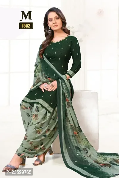 Beautiful Crepe Printed Dress Material with Dupatta-thumb0