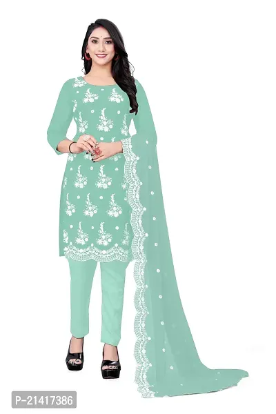 Georgette Dress Material For Women With Embroidered Work And Inner-thumb0