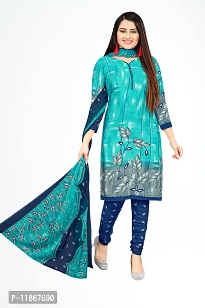 Beautiful Crepe Printed Dress Material with Dupatta-thumb0