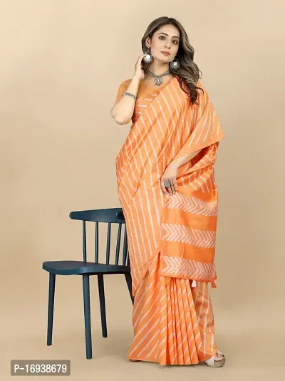 Stylish Chanderi Cotton Multicoloured Self Pattern Saree with Blouse piece-thumb4