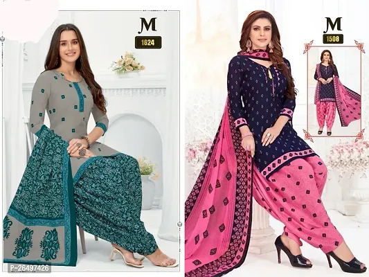 Beautiful Crepe Printed Dress Material with Dupatta Pack Of 2