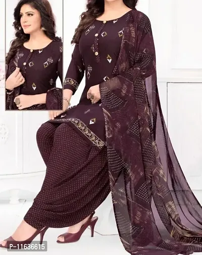 Beautiful Crepe Printed Dress Material with Dupatta-thumb0