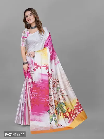 Stylish Crepe Multicoloured Digital Print Saree with Blouse piece