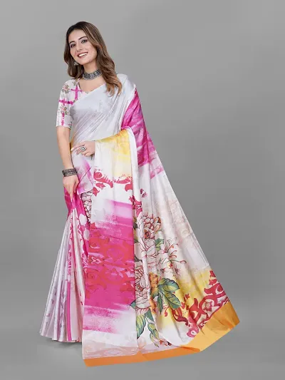 Stylish Crepe Digital Print Saree with Blouse piece