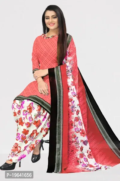 Beautiful Crepe Printed Dress Material with Dupatta-thumb0