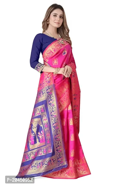 Woven Baluchari Art Silk Saree for Women-thumb2