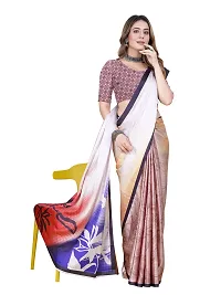 Stylish Crepe Multicoloured Digital Print Saree with Blouse piece-thumb2