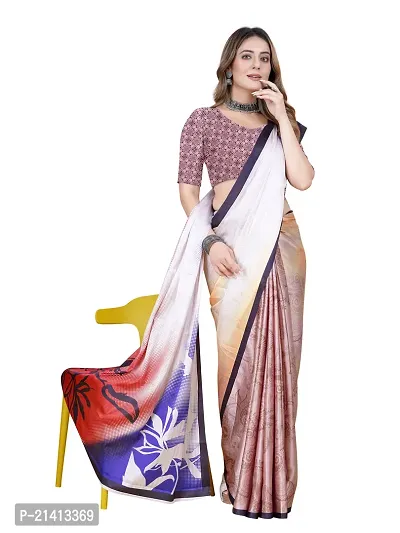 Stylish Crepe Multicoloured Digital Print Saree with Blouse piece-thumb3