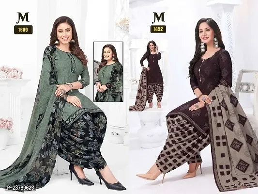 Beautiful Crepe Printed Dress Material with Dupatta Pack Of 2