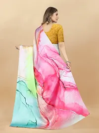 Stylish Crepe Multicoloured Digital Print Saree with Blouse piece-thumb1