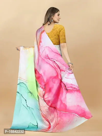 Stylish Crepe Multicoloured Digital Print Saree with Blouse piece-thumb2