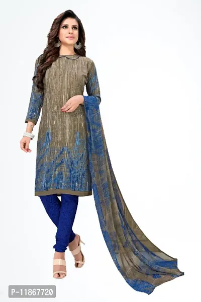 Beautiful Crepe Printed Dress Material with Dupatta