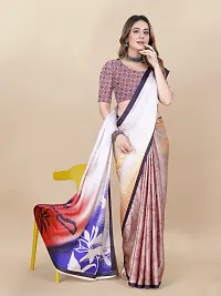 Stylish Crepe Multicoloured Digital Print Saree with Blouse piece-thumb3