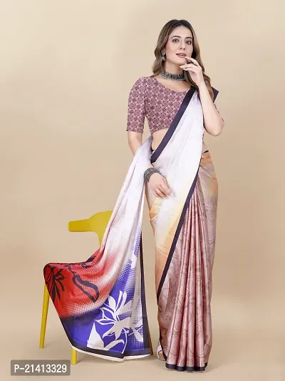 Stylish Crepe Multicoloured Digital Print Saree with Blouse piece-thumb4