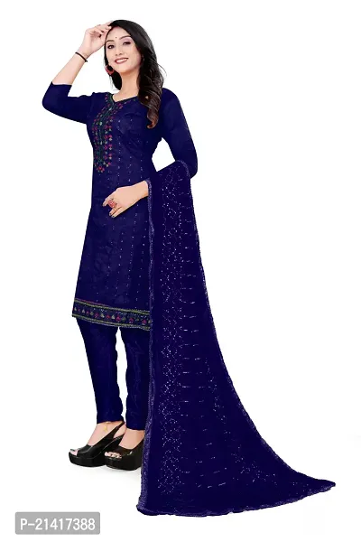 Chanderi Cotton Dress Material For Women With Embroidered Work And Inner-thumb3