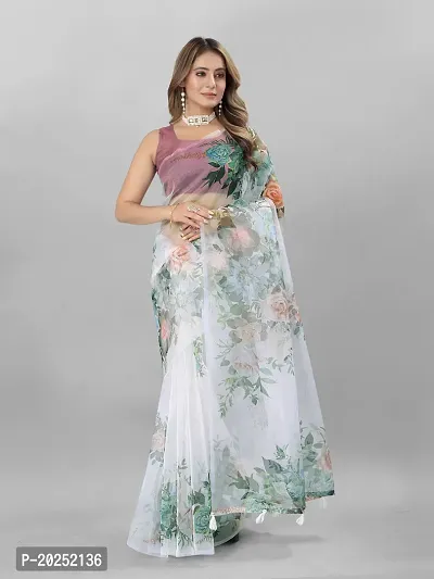 Digital Print Bollywood Organza Saree For Women-thumb0