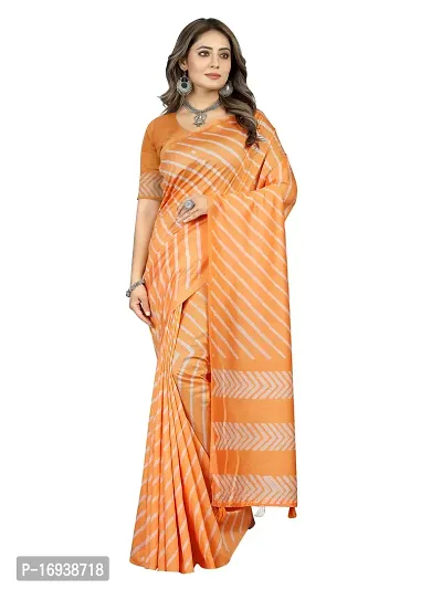 Stylish Chanderi Cotton Multicoloured Self Pattern Saree with Blouse piece