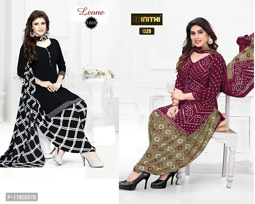 Beautiful American Crepe Printed Dress Material with Dupatta Pack Of 2