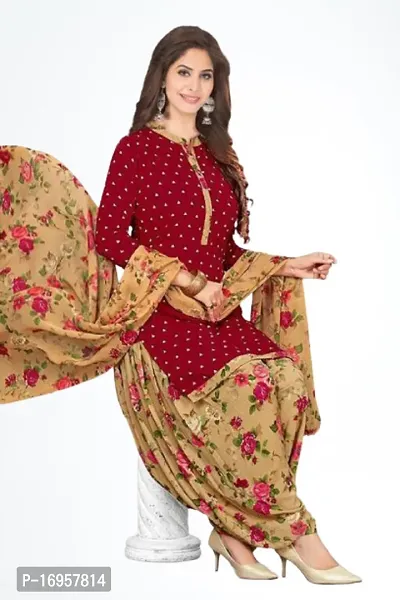 Beautiful American Crepe Printed Dress Material with Dupatta-thumb0