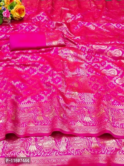 Pink Daily Wear Woven Silk Blend Saree